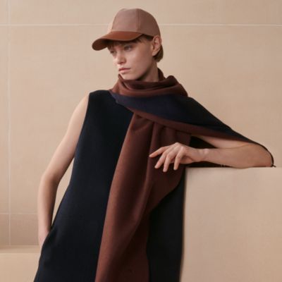 HERMES★silk100％シースルーロングストール HERMES - HERMES エルメス シルク ストール ネイビー/レッド